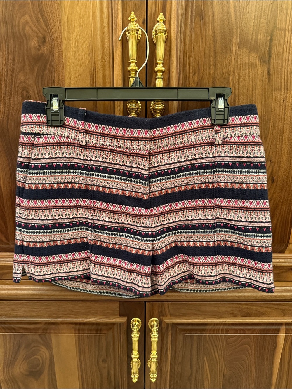 LOFT Navy, Pink & Cream Patterned Bermuda Shorts